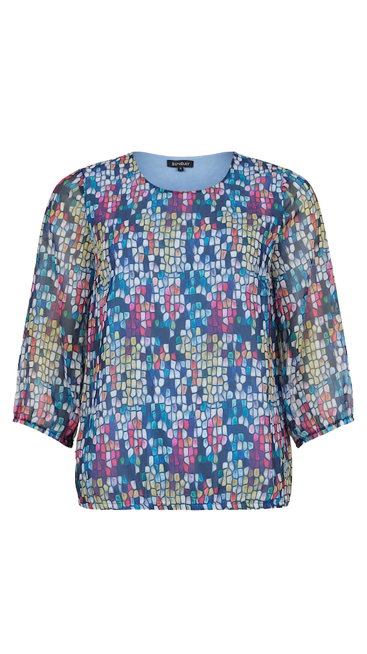 Stained Glass Design 3/4 Sleeve Top. Style SUN6680
