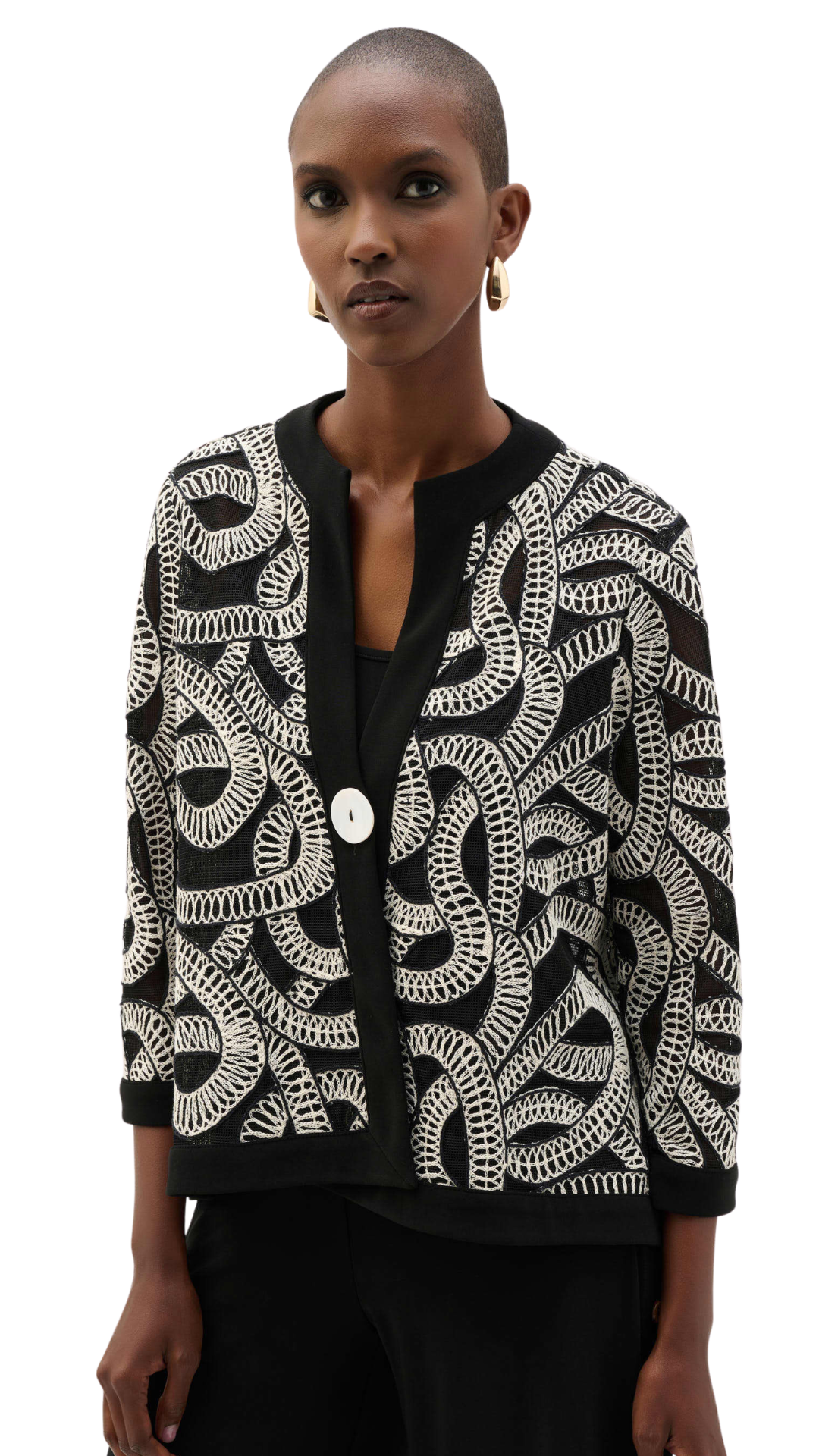 Novelty Mesh Abstract Print Swing Jacket. Style JR262207
