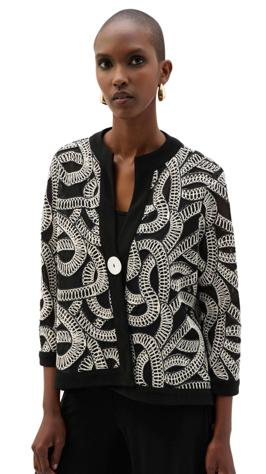 Novelty Mesh Abstract Print Swing Jacket. Style JR262207