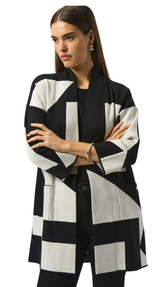 Jacquard Sweater Knit Colour-Block Cover-Up. Style JR253901