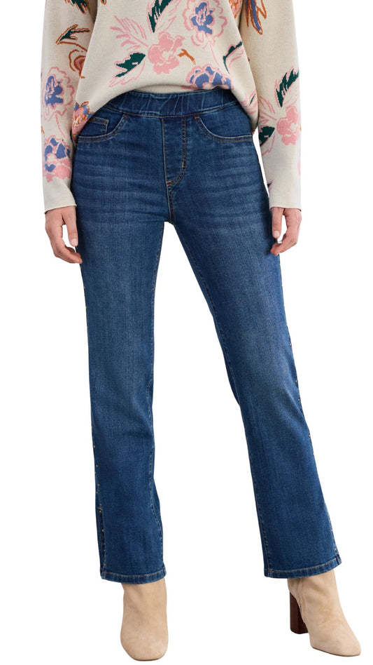 Pull-On Straight Leg Studded Ankle Jean. Style FD2477669