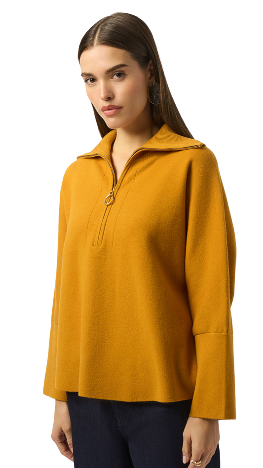 Knit Boxy Pullover With Zipped Collar Sweater. Style JR253963