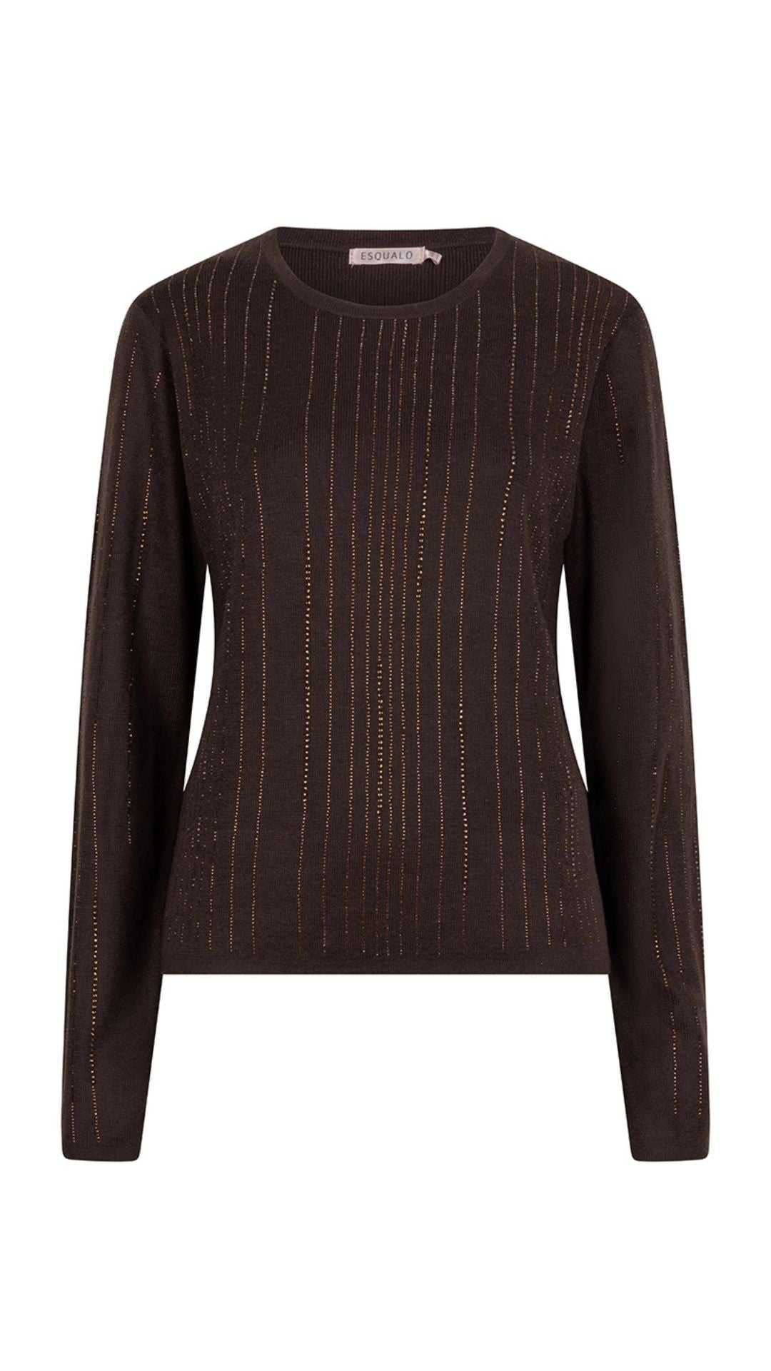Long Sleeve Gold Sequin Stripes Top. Style ESQW2527704