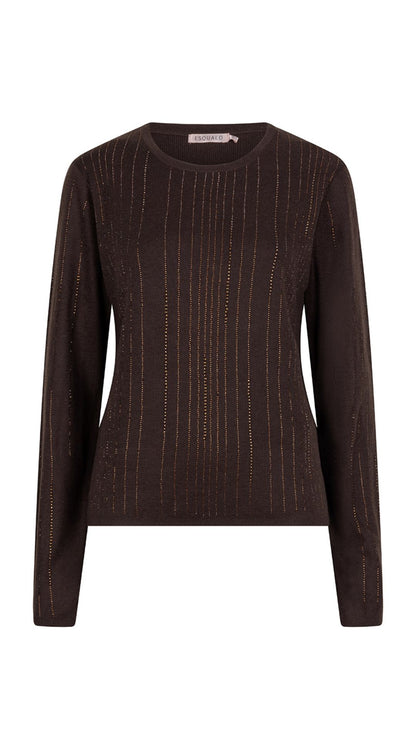Long Sleeve Gold Sequin Stripes Top. Style ESQW2527704