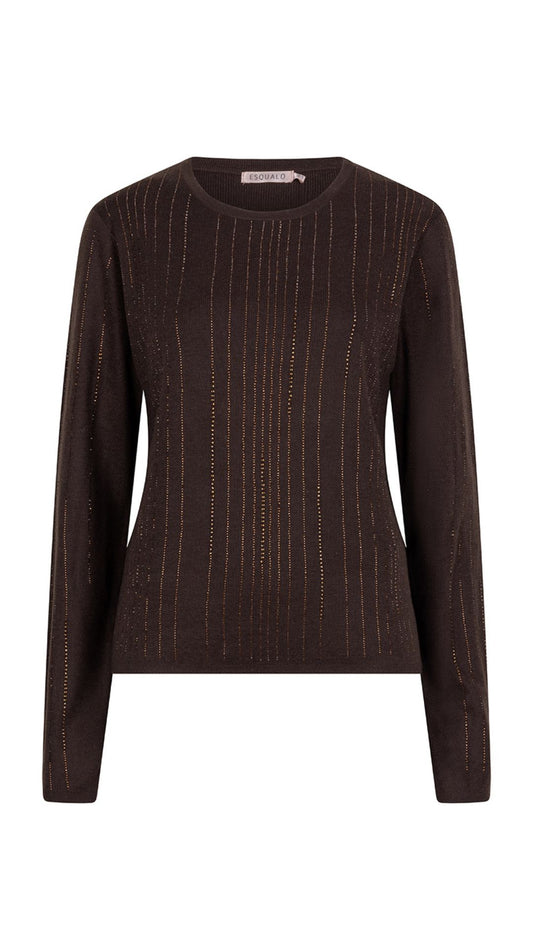 Long Sleeve Gold Sequin Stripes Top. Style ESQW2527704
