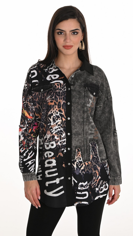 Multi Colour & Multi Print Button-Up Shirt. Style FL253749