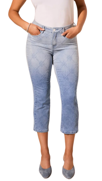 Audrey Mid Rise Dip-Dye Straight Crop Jeans. Style TR5802O-5231