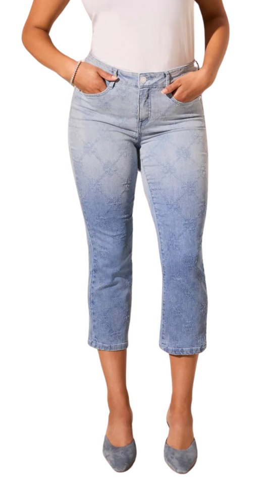 Audrey Mid Rise Dip-Dye Straight Crop Jeans. Style TR5802O-5231