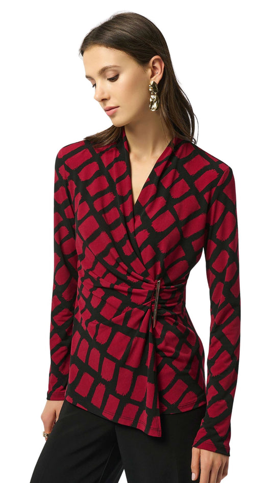 Geo Print Fitted Wrap Top. Style JR253139
