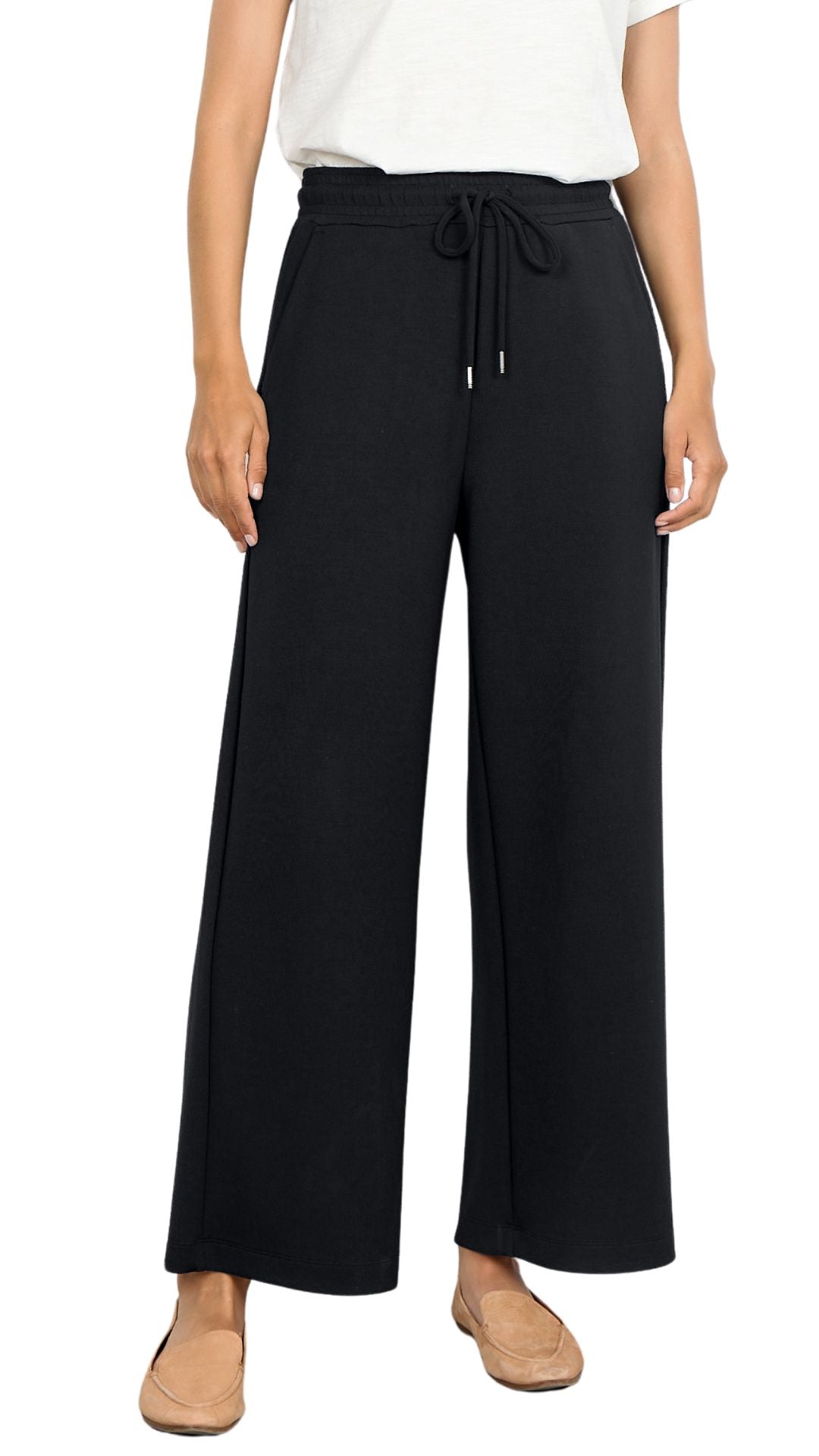 Pull On Elastic Waist Wide Leg Black Pant. Style SOYA4PF25328