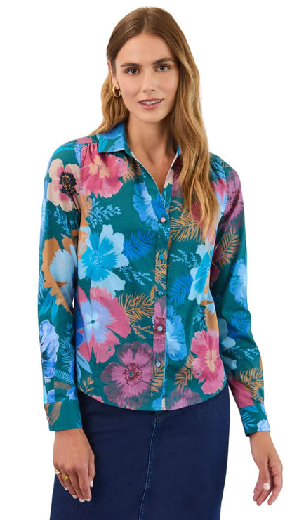 Botanical Split Neck Button Front Top. Style FD7394623