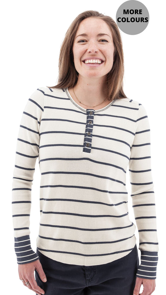 Striped Long Sleeve Henley Top. Style AVM13357XWF5