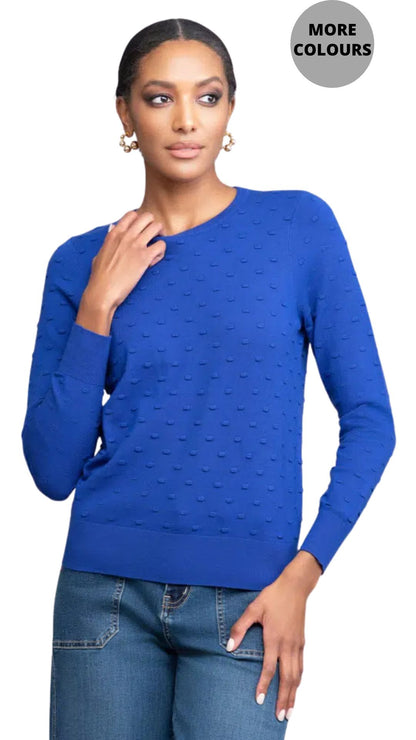Textured Dot Fabric Long Sleeve Pull-Over Sweater. Style ALSA46102