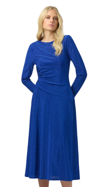 Long Sleeve Gathered Waist Sparkle Dress. Style JR254082