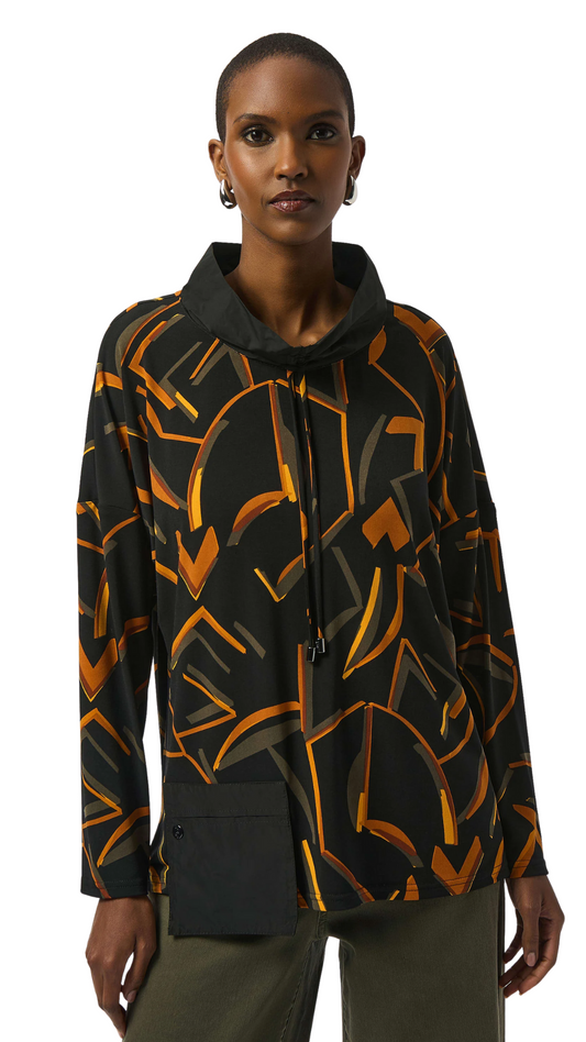 Silky Knit Abstract Print Boxy Top. Style JR253231