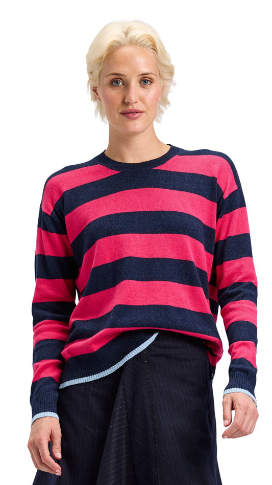 Striped Long Sleeve Knit Sweater. Style ZKP7523U