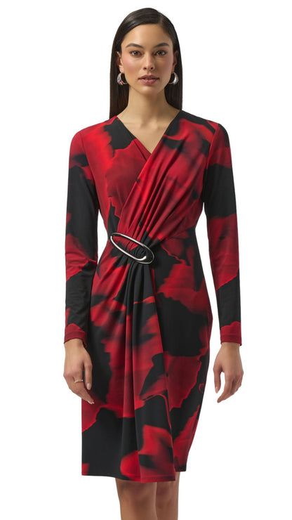 Silky Knit Abstract Print Wrap Dress. Style JR254088