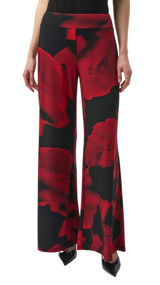 Abstract Poppy Print Wide Leg Pant. Style JR254198