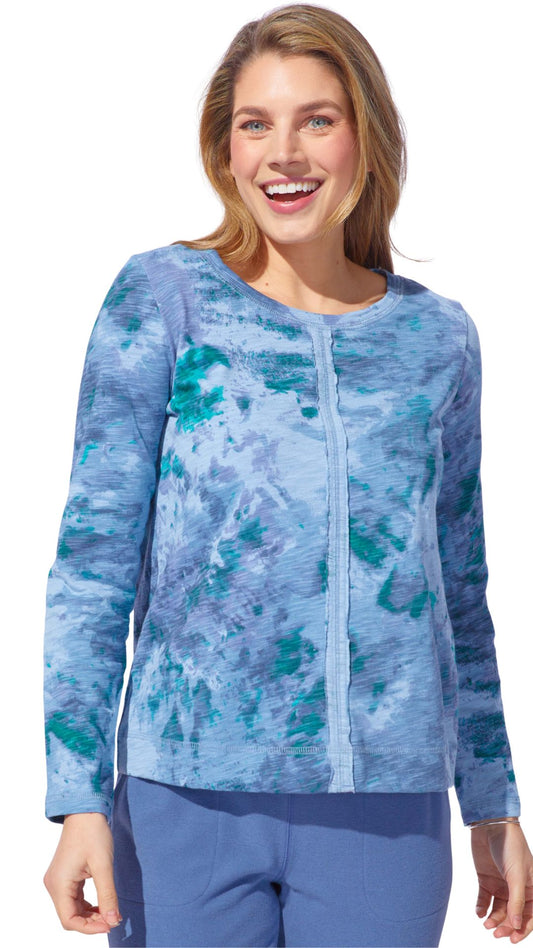 Centre Seam Round Neck Long Sleeve Top. Style ESC21430