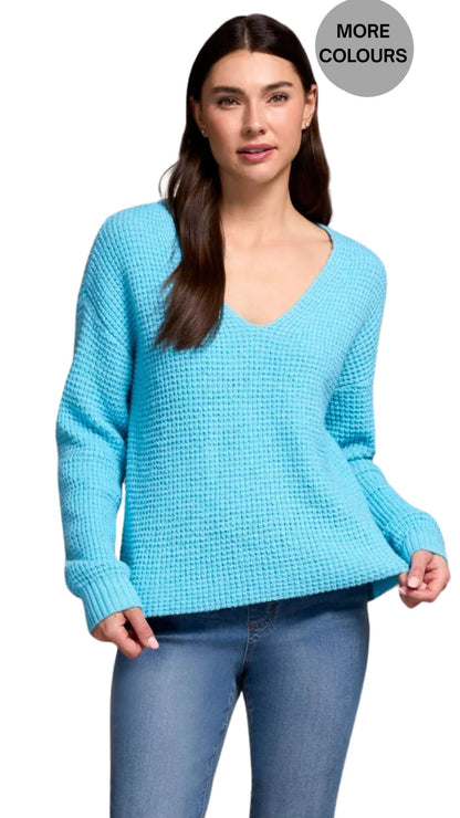 Drop Shoulder V-Neck Sweater. Style TR5908O-5020