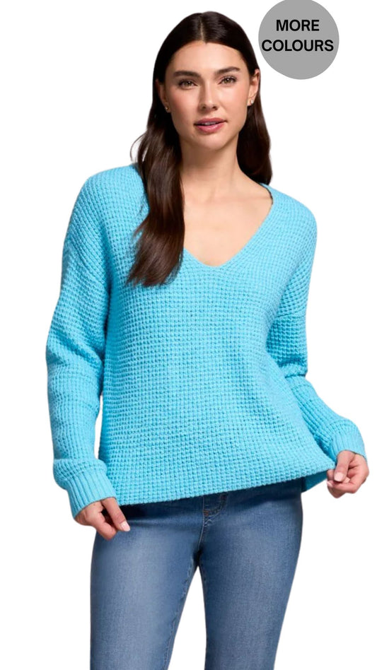 Drop Shoulder V-Neck Sweater. Style TR5908O-5020