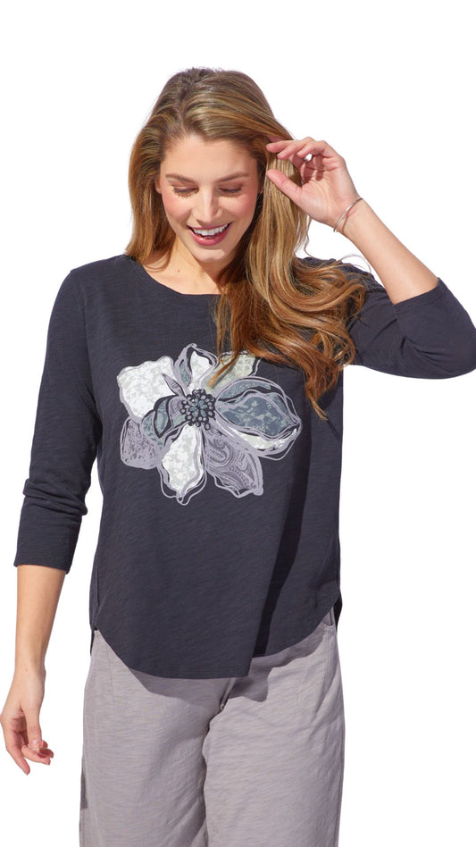Hi-Lo Decoupage Flower Top. Style ESC40904