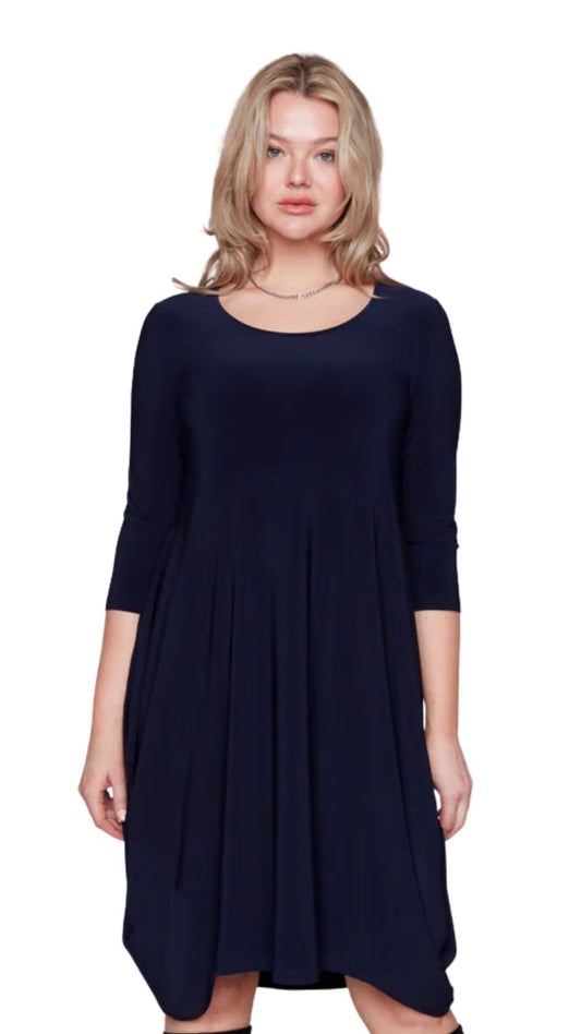 Round Neck 3/4 Sleeve Balloon Hem Dress. Style CK34036