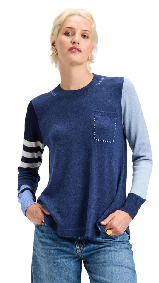 Long Sleeve Crew Neck Knit Sweater. Style ZKP7527U