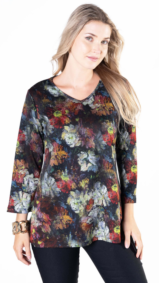 Plus Size Multicolour Floral Print Top. Style JDA5502-X4