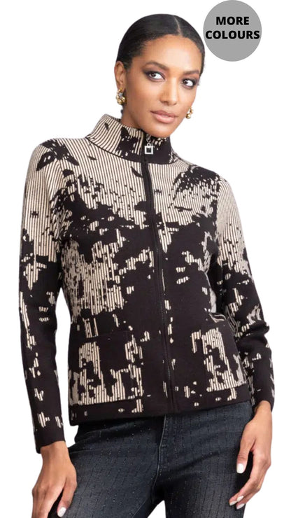 Mock Neck Zip Front Long Sleeve Sweater. Style ALSA46118