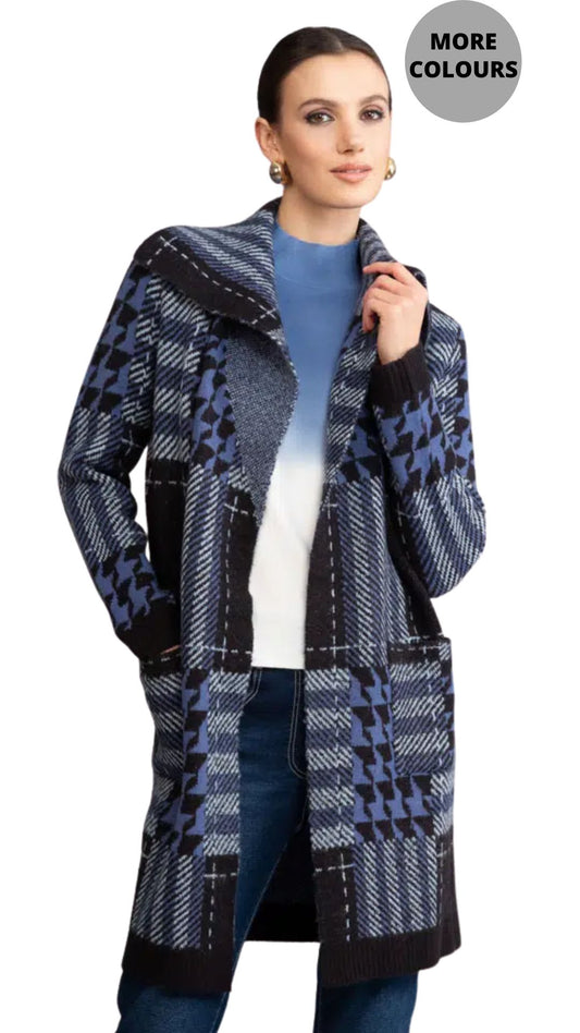 Multi Print Open Front Cardigan. Style ALSA46168