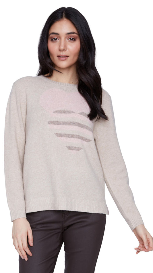 Heart Print Front Long Sleeve Sweater. Style CYC2523081
