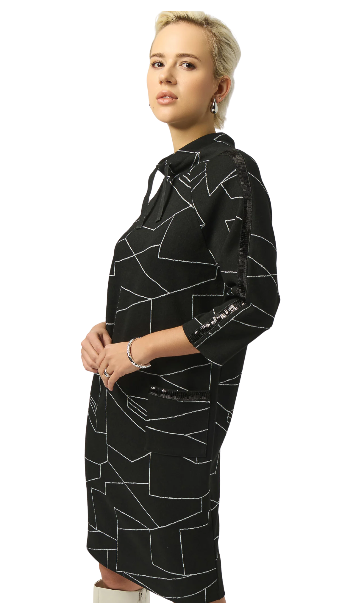 Jacquard Knit Abstract Print Straight Dress. Style JR253197