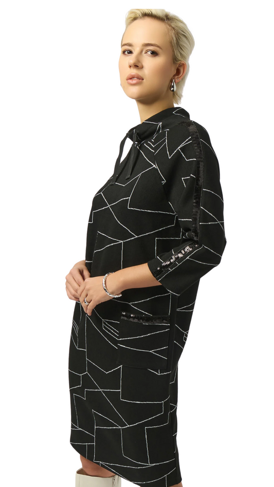 Jacquard Knit Abstract Print Straight Dress. Style JR253197