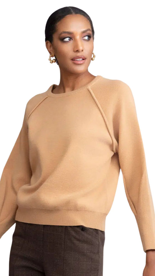 Beige Soft Round Neck Sweater. Style ALSA46222