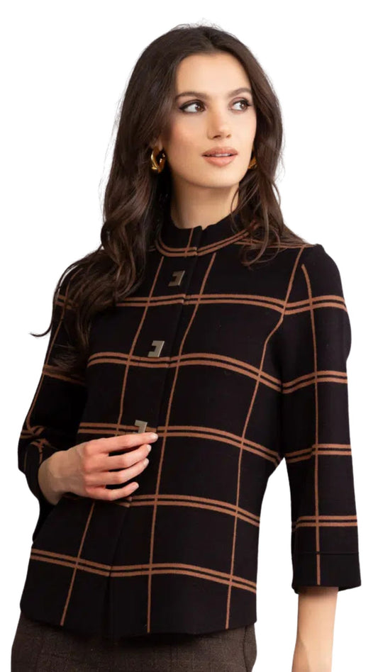 Black & Brown Window Pane Cardigan. Style ALSA46240