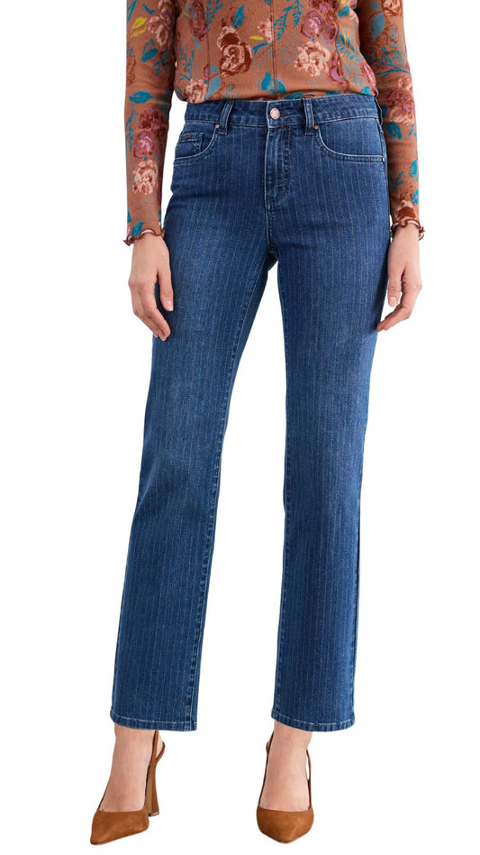Olivia Pinstripe Straight Ankle Jean. Style FD2507779