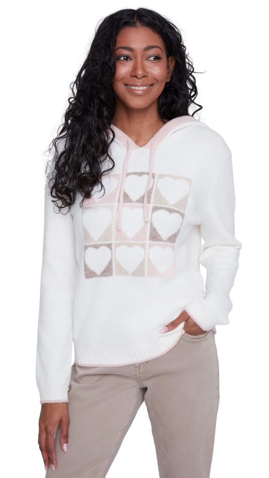 Hearts & Pink Drawstring Soft Hoodie. Style CYC2523082
