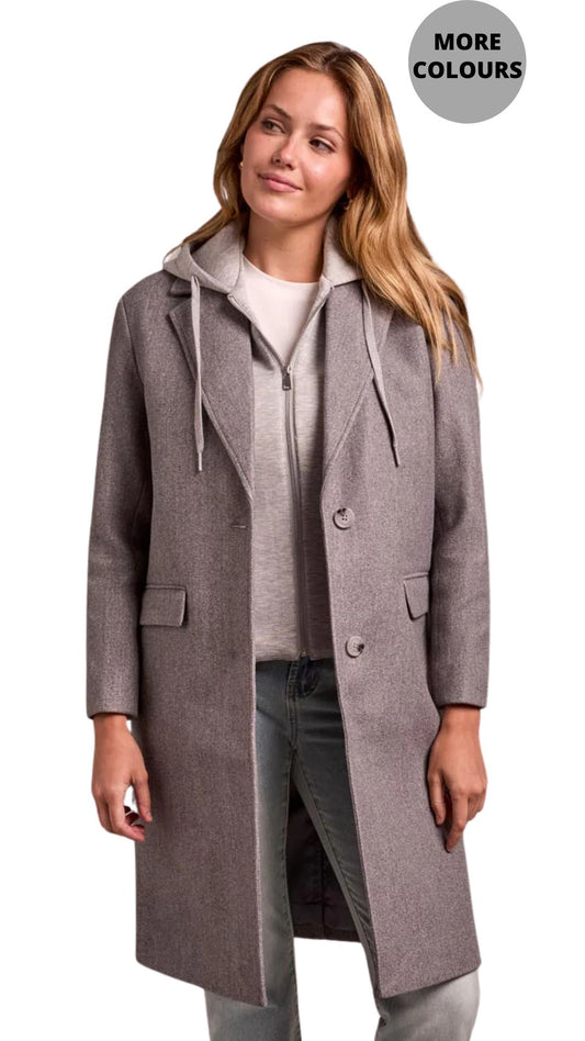 Soft Knit Removable Fooler Hoodie Coat . Tribal TR5942O-5369