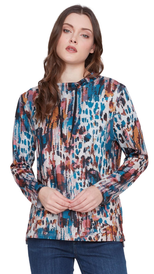 Mock Neck Drawstring Long Sleeve Top. Style CYC2525007