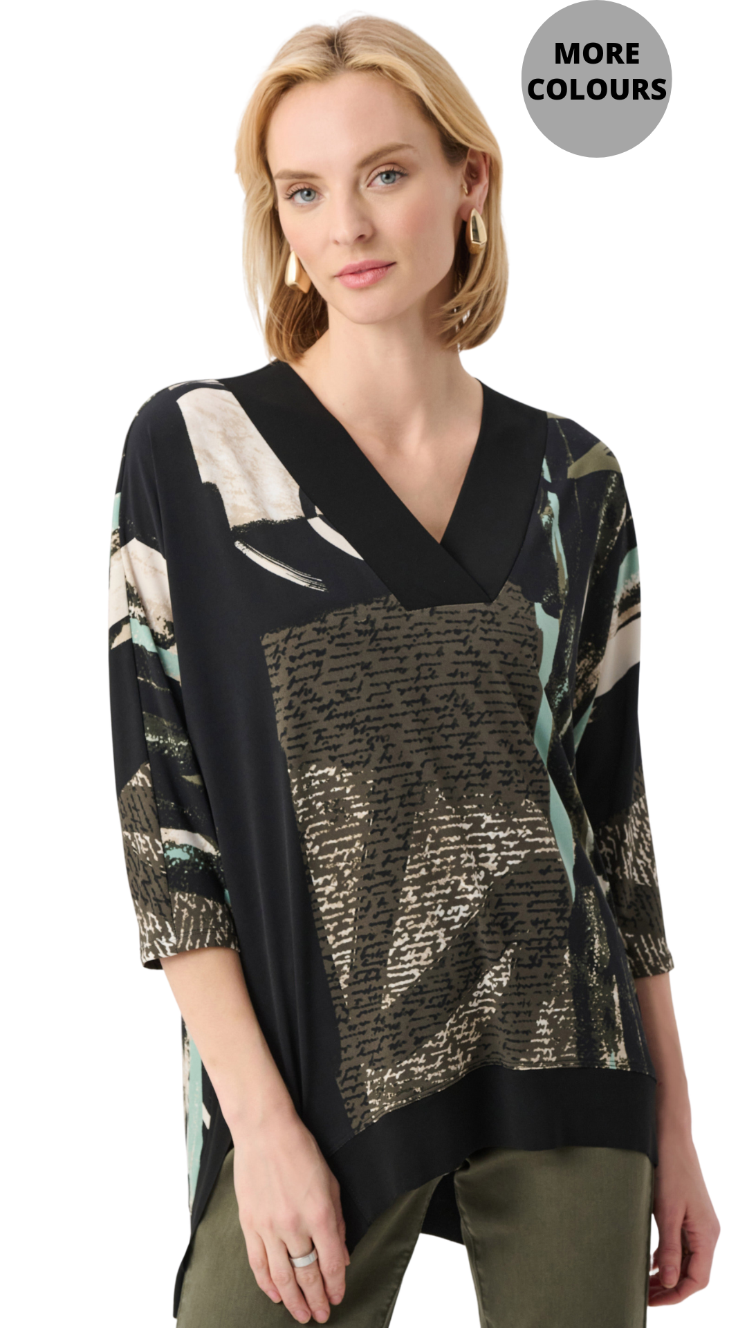 Silky Knit Abstract Print Boxy Tunic. Style JR263224