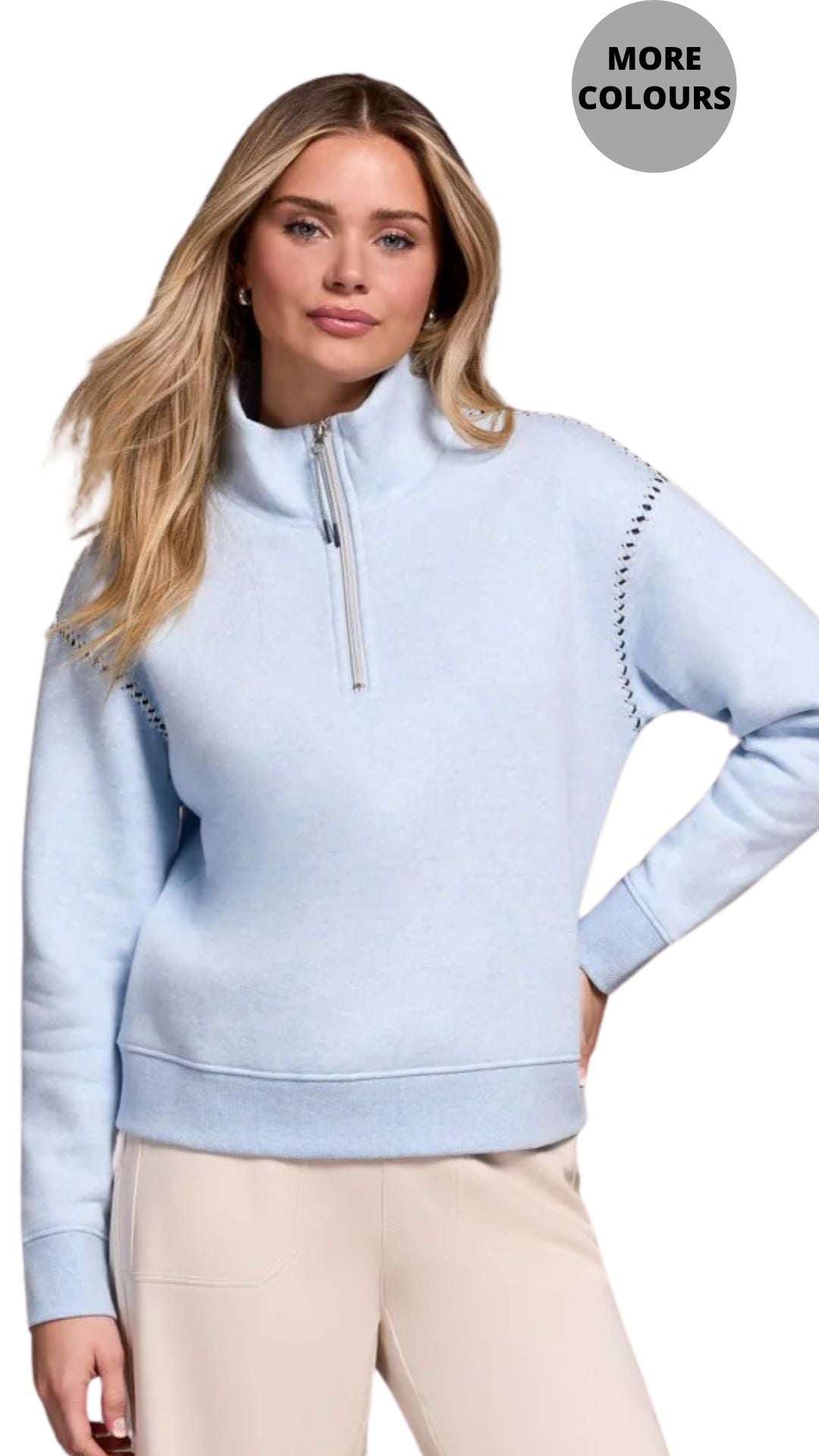 Funnel Neck & Cross Stitched Shoulders Top. Style TR2339O-8327