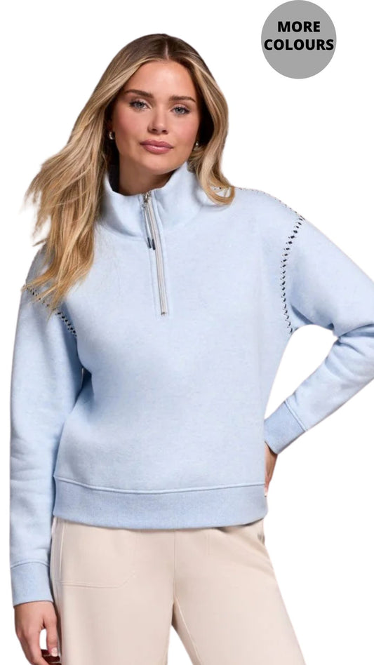 Funnel Neck & Cross Stitched Shoulders Top. Style TR2339O-8327