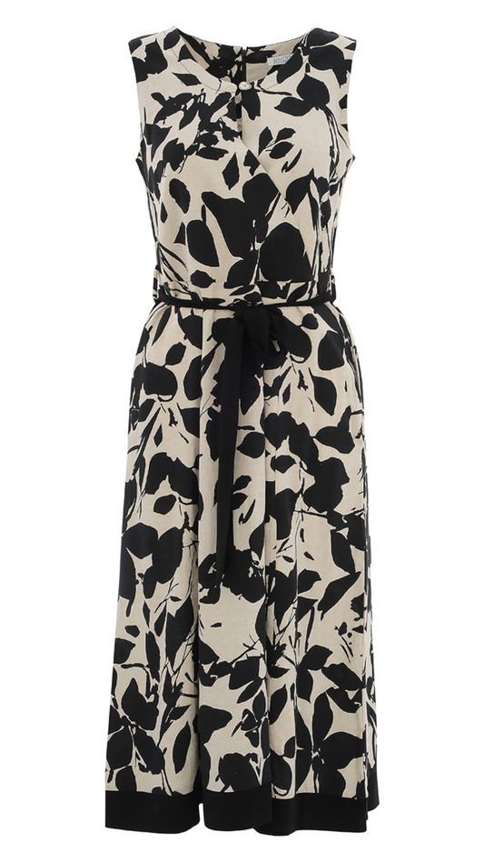 "Garden in The Moonlight" Abstract Floral Sleeveless Dress. Style DOLC25148