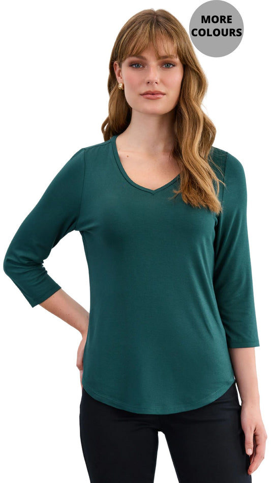 3/4 Sleeve V-Neck Top. Style FD3318756