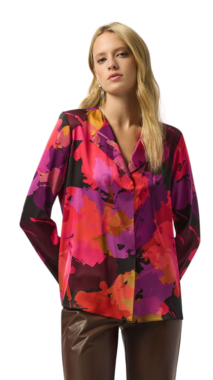 Recycled Satin Floral Print Straight Top. Style JR253075