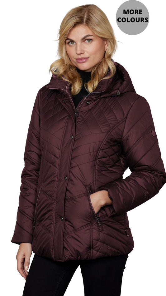 Removable Hood Patterned Quilt Jacket. Style JUN2068-66