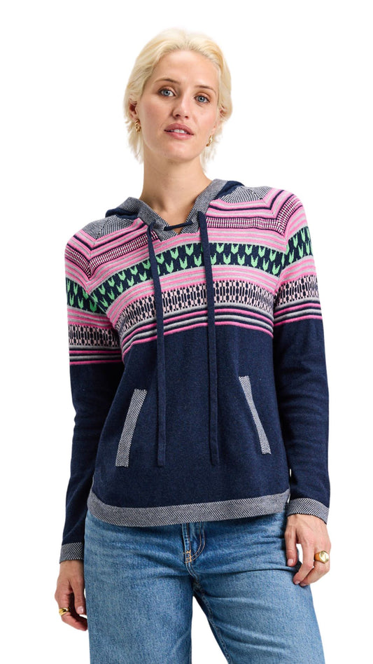 Patterned Soft Knit Pull-Over Hoodie. Style ZKP7542U