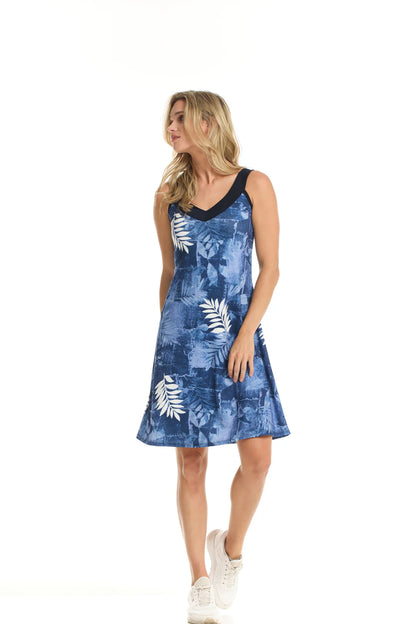 Leaf Print A-Line Dress. Style GITV39-18979N