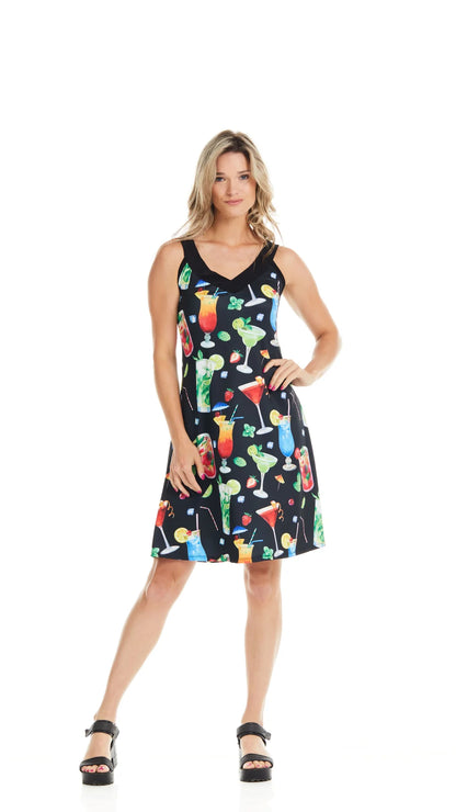 Cocktail Print A-Line Dress. Style GITV39-C466B